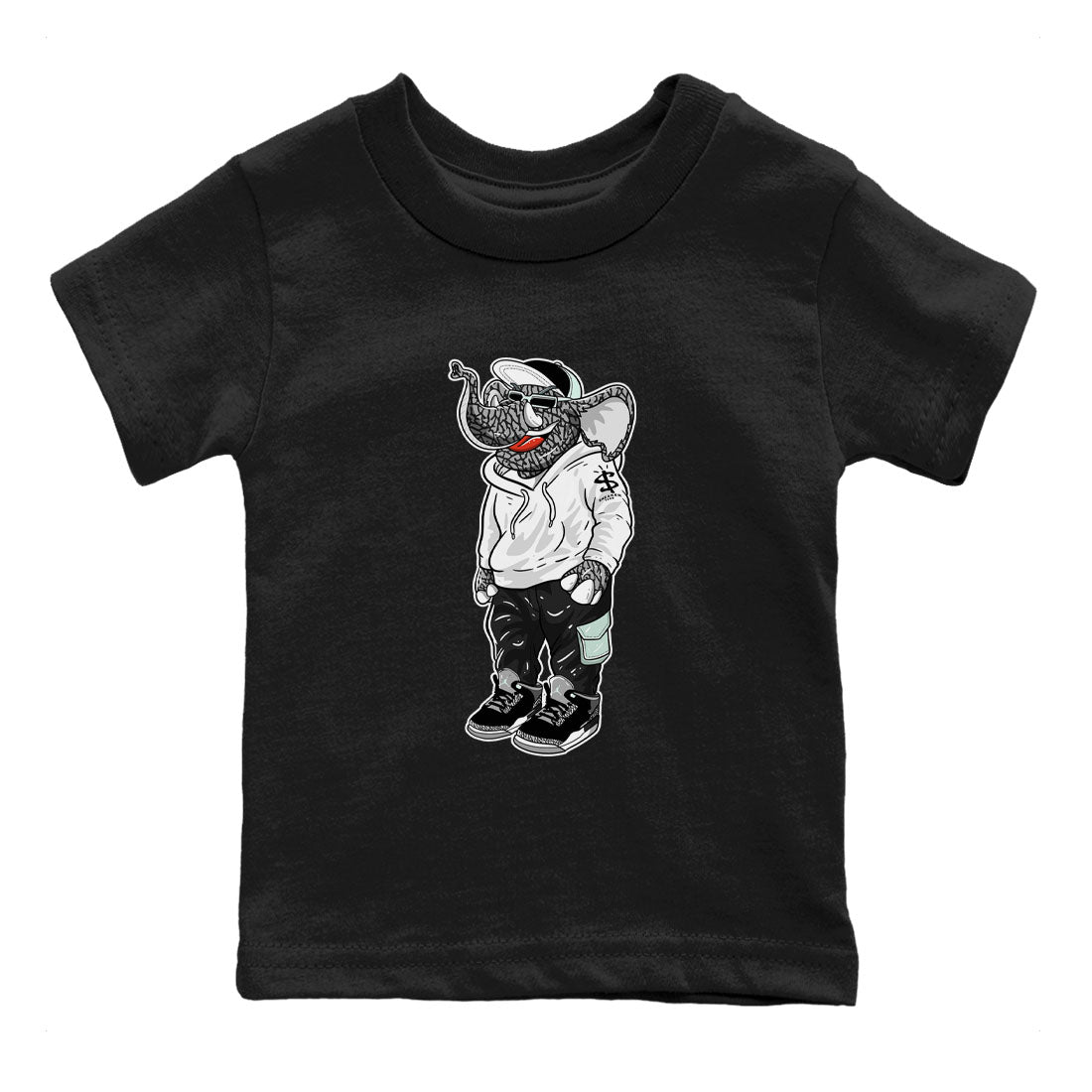 Air Jordan 3 Green Glow shirt to match jordans Sneakerhead Elephant sneaker tees Air Jordan 3 Green Glow SNRT sneaker release tees baby toddler Black 2 cotton Shirt