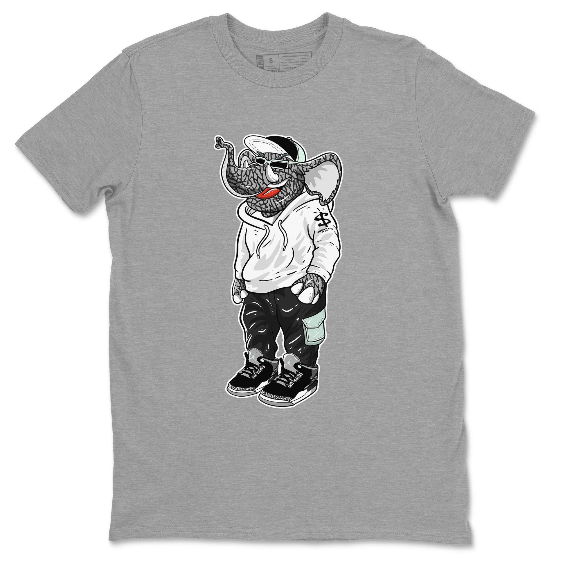 Air Jordan 3 Green Glow shirt to match jordans Sneakerhead Elephant sneaker tees Air Jordan 3 Green Glow SNRT Sneaker Release Tees unisex cotton Heather Grey 2 crew neck shirt