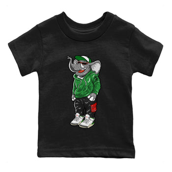 Air Jordan 3 Lucky Green Sneaker Match Tees Sneakerhead Elephant Sneaker Tees Jordan 3 WMNS Lucky Green Sneaker Release Tees Kids Shirts Black 2