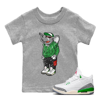 Air Jordan 3 Lucky Green Sneaker Match Tees Sneakerhead Elephant Sneaker Tees Jordan 3 WMNS Lucky Green Sneaker Release Tees Kids Shirts Heather Grey 1