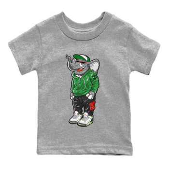 Air Jordan 3 Lucky Green Sneaker Match Tees Sneakerhead Elephant Sneaker Tees Jordan 3 WMNS Lucky Green Sneaker Release Tees Kids Shirts Heather Grey 2