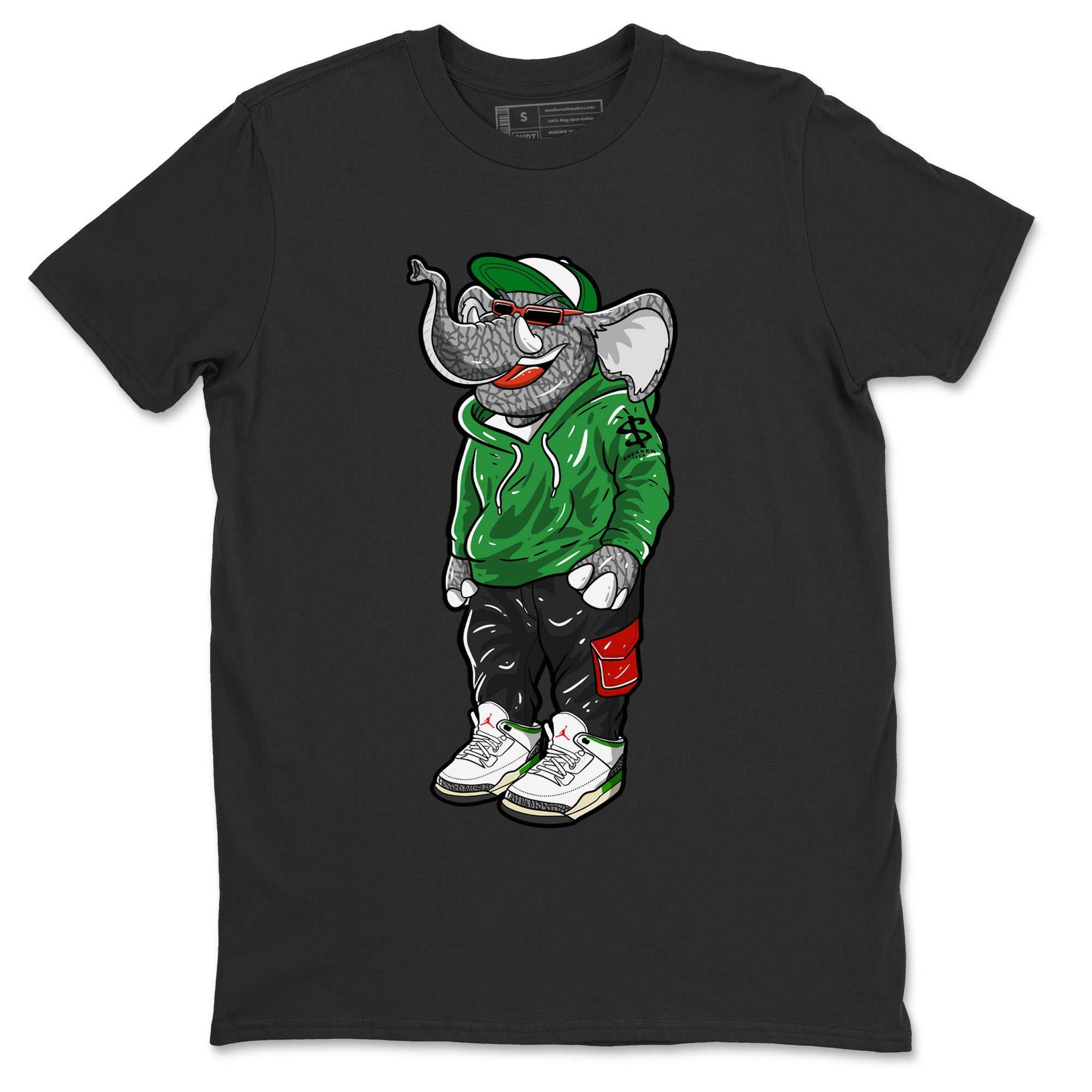 Air Jordan 3 Lucky Green Sneaker Match Tees Sneakerhead Elephant Sneaker Tees Jordan 3 WMNS Lucky Green Sneaker Release Tees Unisex Shirts Black 2