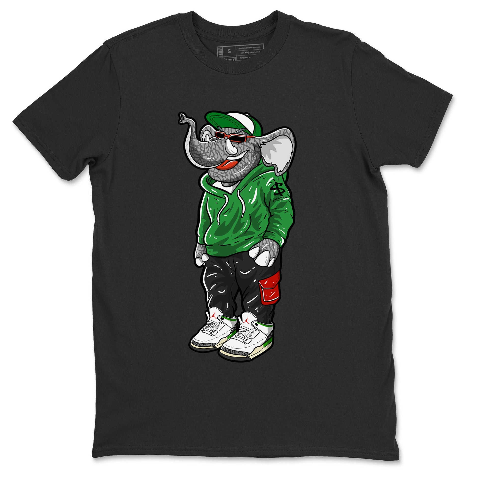 Air Jordan 3 Lucky Green Sneaker Match Tees Sneakerhead Elephant Sneaker Tees Jordan 3 WMNS Lucky Green Sneaker Release Tees Unisex Shirts Black 2