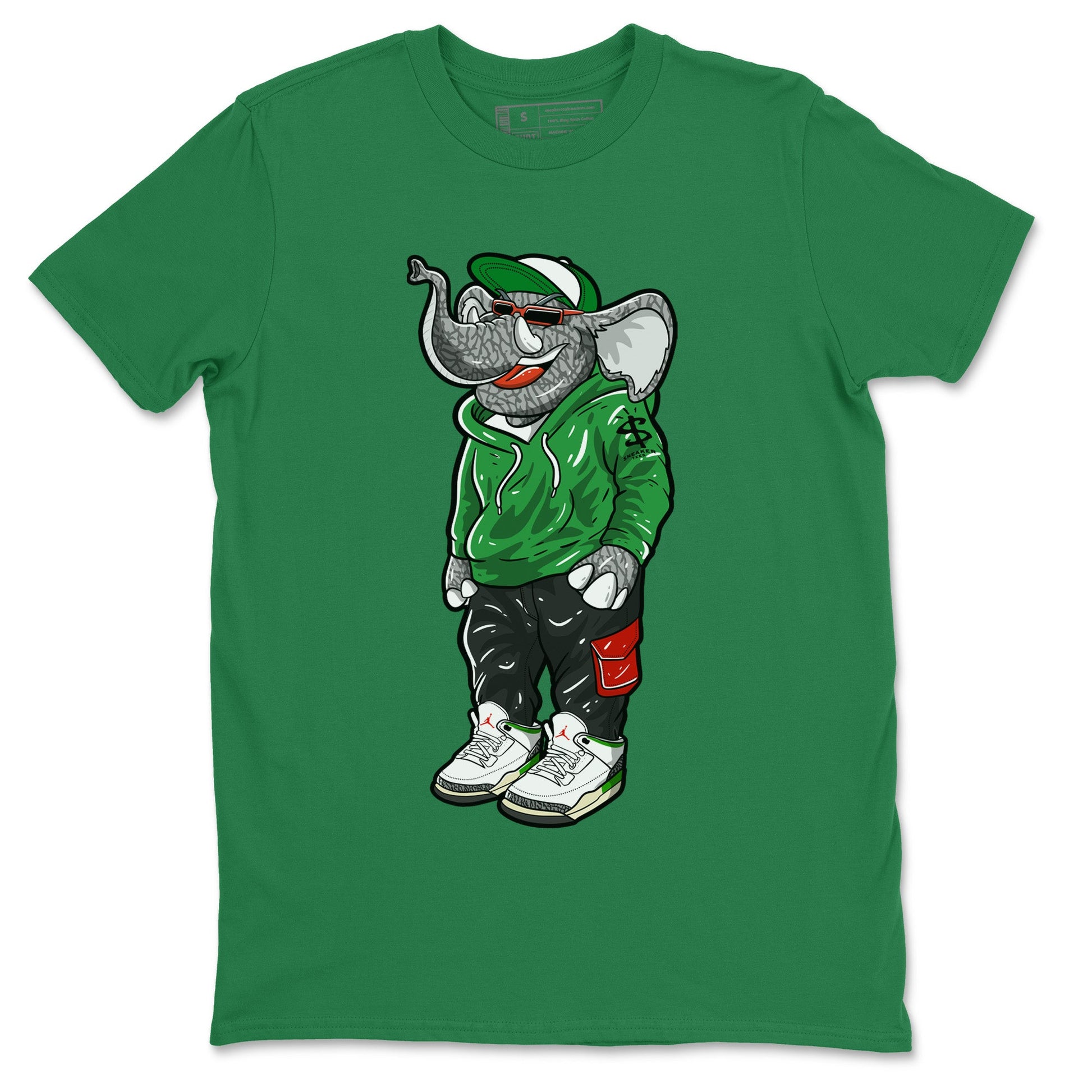 Air Jordan 3 Lucky Green Sneaker Match Tees Sneakerhead Elephant Sneaker Tees Jordan 3 WMNS Lucky Green Sneaker Release Tees Unisex Shirts Kelly Green 2