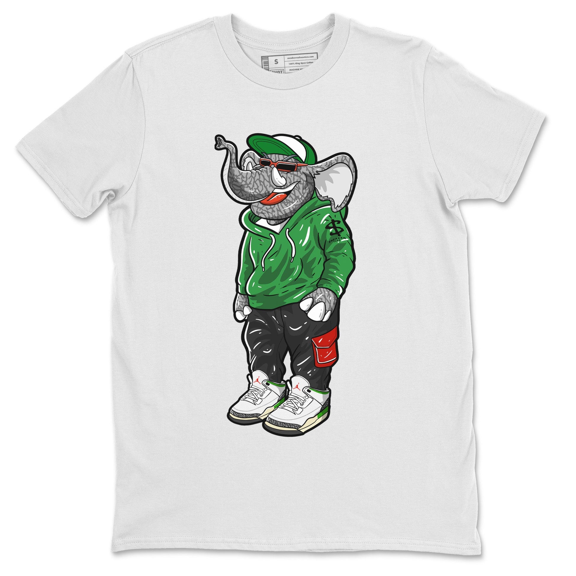 Air Jordan 3 Lucky Green Sneaker Match Tees Sneakerhead Elephant Sneaker Tees Jordan 3 WMNS Lucky Green Sneaker Release Tees Unisex Shirts White 2