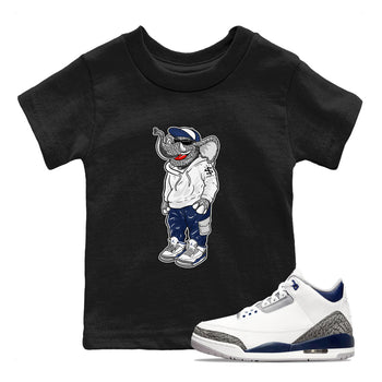 Air Jordan 3 Midnight Navy shirt to match jordans Sneakerhead Elephant sneaker tees 3s Midnight Navy SNRT sneaker release tees baby toddler Black 1 cotton sneaker tee