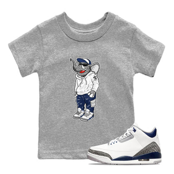 Air Jordan 3 Midnight Navy shirt to match jordans Sneakerhead Elephant sneaker tees 3s Midnight Navy SNRT sneaker release tees baby toddler Heather Grey 1 cotton sneaker tee