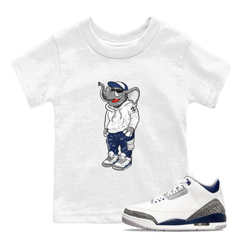 Air Jordan 3 Midnight Navy shirt to match jordans Sneakerhead Elephant sneaker tees 3s Midnight Navy SNRT sneaker release tees baby toddler White 1 cotton sneaker tee