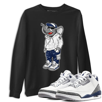 Air Jordan 3 Midnight Navy shirt to match jordans Sneakerhead Elephant sneaker tees 3s Midnight Navy SNRT sneaker release Tees unisex cotton Black 1 crew neck shirt