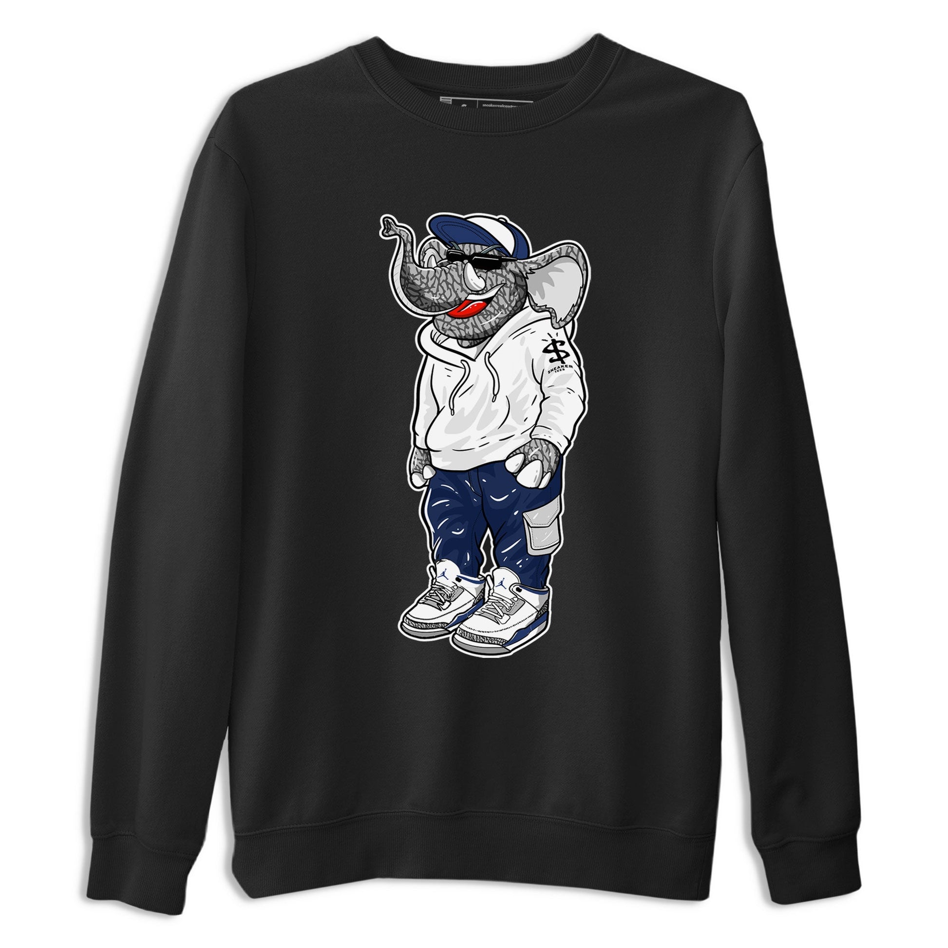 Air Jordan 3 Midnight Navy shirt to match jordans Sneakerhead Elephant sneaker tees 3s Midnight Navy SNRT sneaker release Tees unisex cotton Black 2 crew neck shirt