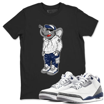 Air Jordan 3 Midnight Navy shirt to match jordans Sneakerhead Elephant sneaker tees 3s Midnight Navy SNRT sneaker release Tees unisex cotton Black 1 crew neck shirt