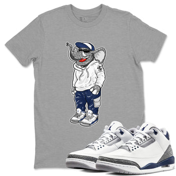 Air Jordan 3 Midnight Navy shirt to match jordans Sneakerhead Elephant sneaker tees 3s Midnight Navy SNRT sneaker release Tees unisex cotton Heather Grey 1 crew neck shirt