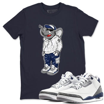 Air Jordan 3 Midnight Navy shirt to match jordans Sneakerhead Elephant sneaker tees 3s Midnight Navy SNRT sneaker release Tees unisex cotton Navy 1 crew neck shirt