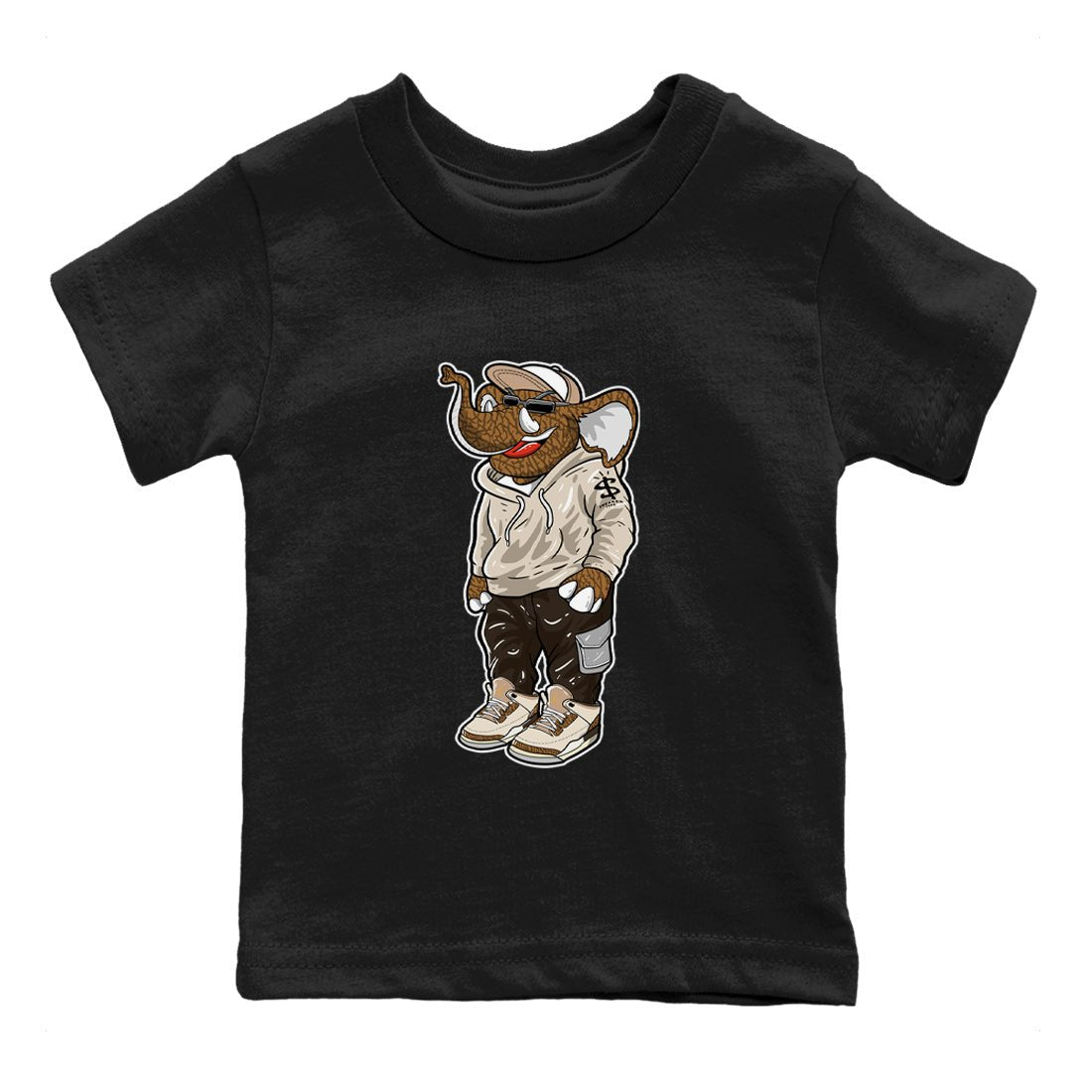 Air Jordan 3 Palomino Sneaker Match Tees Sneakerhead Elephant Sneaker Tees Jordan 3 Palomino Sneaker Release Tees Kids Shirts Black 2