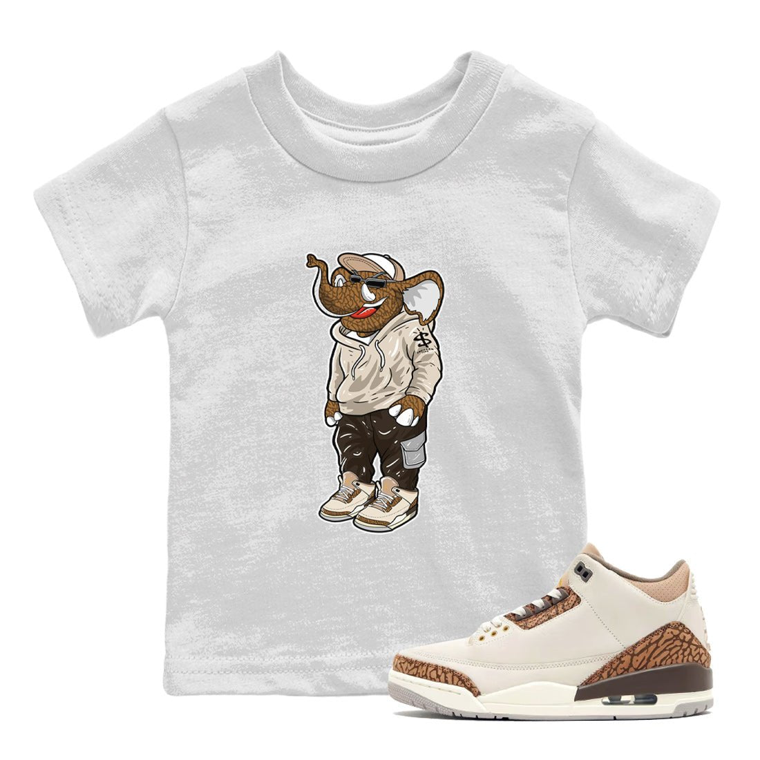 Air Jordan 3 Palomino Sneaker Match Tees Sneakerhead Elephant Sneaker Tees Jordan 3 Palomino Sneaker Release Tees Kids Shirts White 1