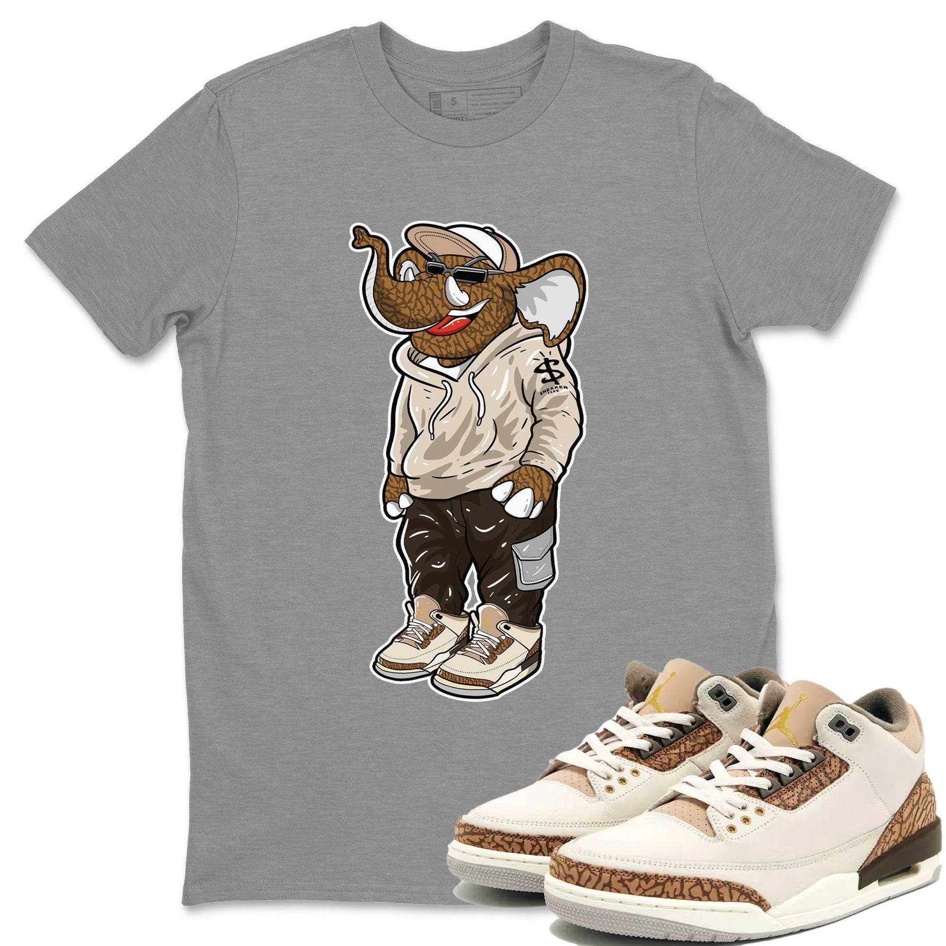 Air Jordan 3 Palomino Sneaker Match Tees Sneakerhead Elephant Sneaker Tees Jordan 3 Palomino Sneaker Release Tees Unisex Shirts Heather Grey 1