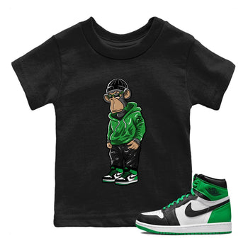 Air Jordan 1 Celtics Sneaker Match Tees Sneakerhead Monkey Sneaker Tees Air Jordan 1 Retro Celtics Sneaker Release Tees Kids Shirts Black 1