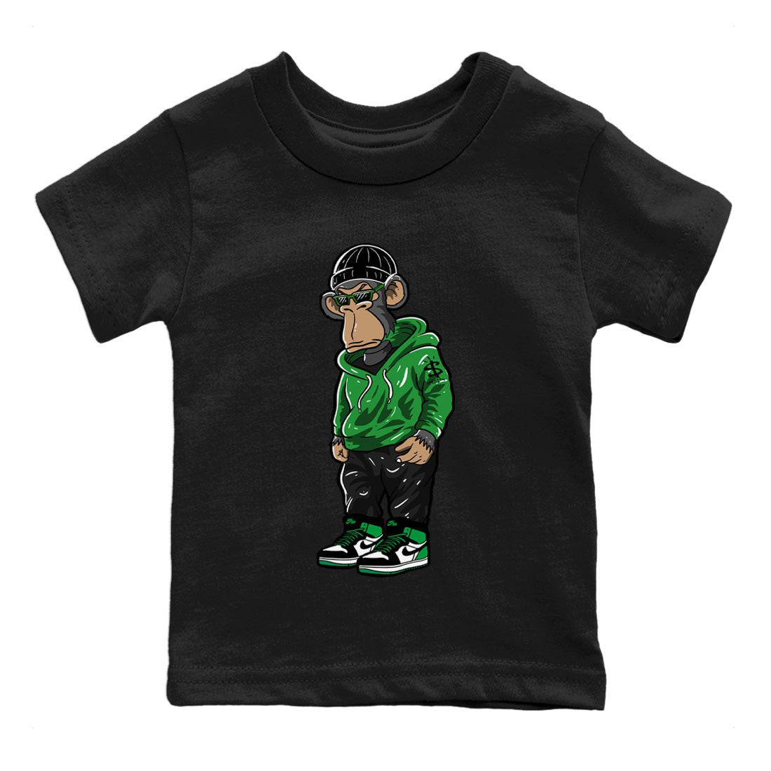 Air Jordan 1 Celtics Sneaker Match Tees Sneakerhead Monkey Sneaker Tees Air Jordan 1 Retro Celtics Sneaker Release Tees Kids Shirts Black 2