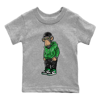 Air Jordan 1 Celtics Sneaker Match Tees Sneakerhead Monkey Sneaker Tees Air Jordan 1 Retro Celtics Sneaker Release Tees Kids Shirts Heather Grey 2