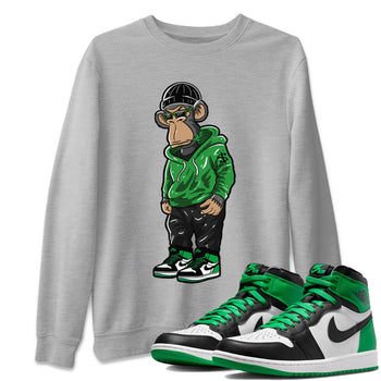 Air Jordan 1 Celtics Sneaker Match Tees Sneakerhead Monkey Sneaker Tees Air Jordan 1 Retro Celtics Sneaker Release Tees Unisex Shirts Heather Grey 1