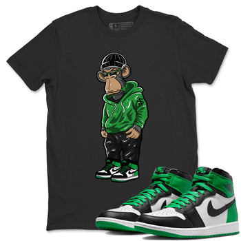 Air Jordan 1 Celtics Sneaker Match Tees Sneakerhead Monkey Sneaker Tees Air Jordan 1 Retro Celtics Sneaker Release Tees Unisex Shirts Black 1