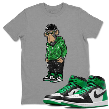 Air Jordan 1 Celtics Sneaker Match Tees Sneakerhead Monkey Sneaker Tees Air Jordan 1 Retro Celtics Sneaker Release Tees Unisex Shirts Heather Grey 1