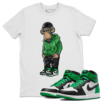 Air Jordan 1 Celtics Sneaker Match Tees Sneakerhead Monkey Sneaker Tees Air Jordan 1 Retro Celtics Sneaker Release Tees Unisex Shirts White 1
