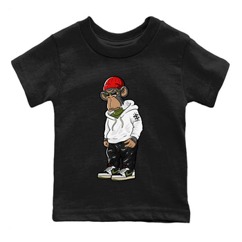 Air Jordan 1 Travis Scott Olive Sneakerhead Monkey Baby and Kids Sneaker Tees Air Jordan 1 Low x Travis Scott x Olive Kids Sneaker Tees Washing and Care Tip