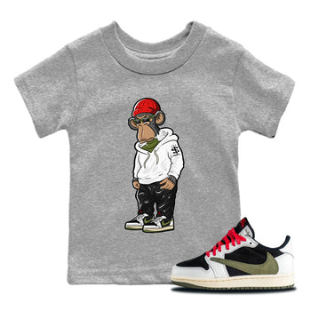 Air Jordan 1 Travis Scott Olive Sneakerhead Monkey Baby and Kids Sneaker Tees Air Jordan 1 Low x Travis Scott x Olive Kids Sneaker Tees Size Chart