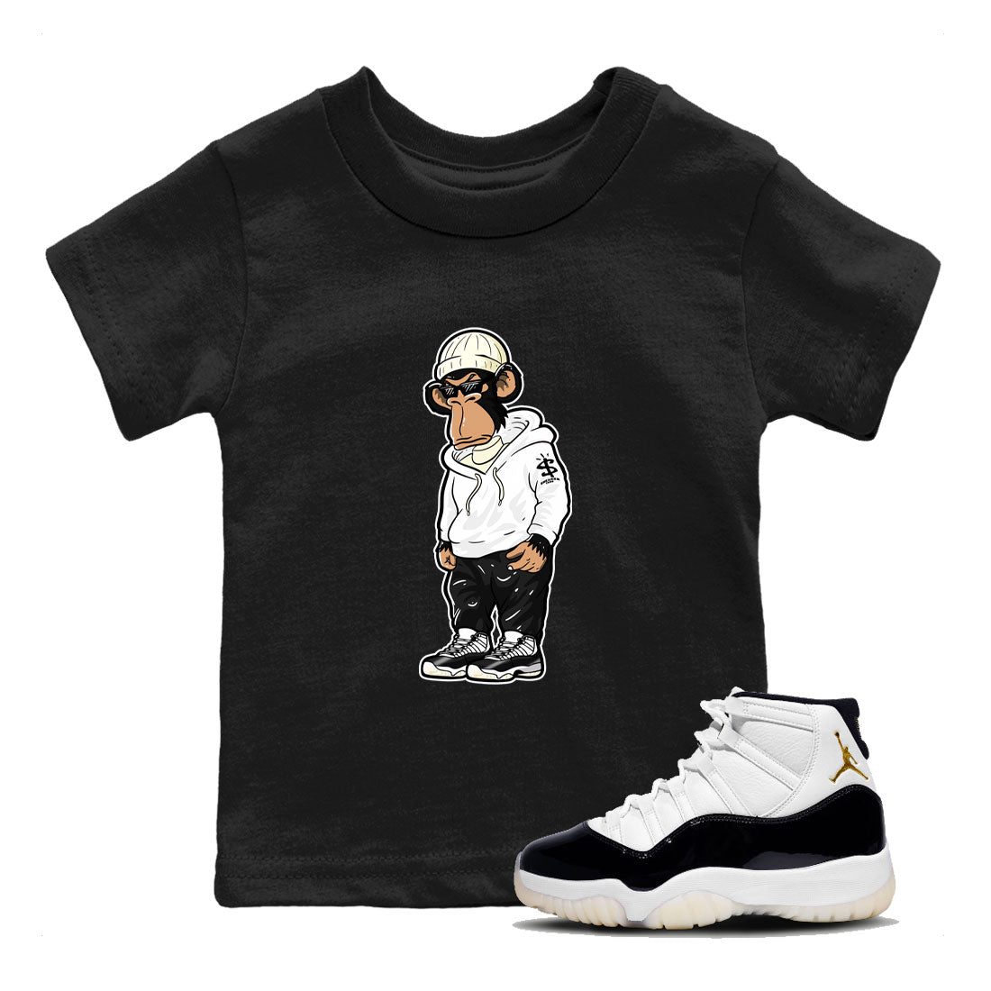 AJ11 Gratitude shirt to match jordans Sneakerhead Monkey sneaker tees 11s Gratitude SNRT Sneaker Release tees baby toddler Black 1 cotton Sneaker T-Shirt