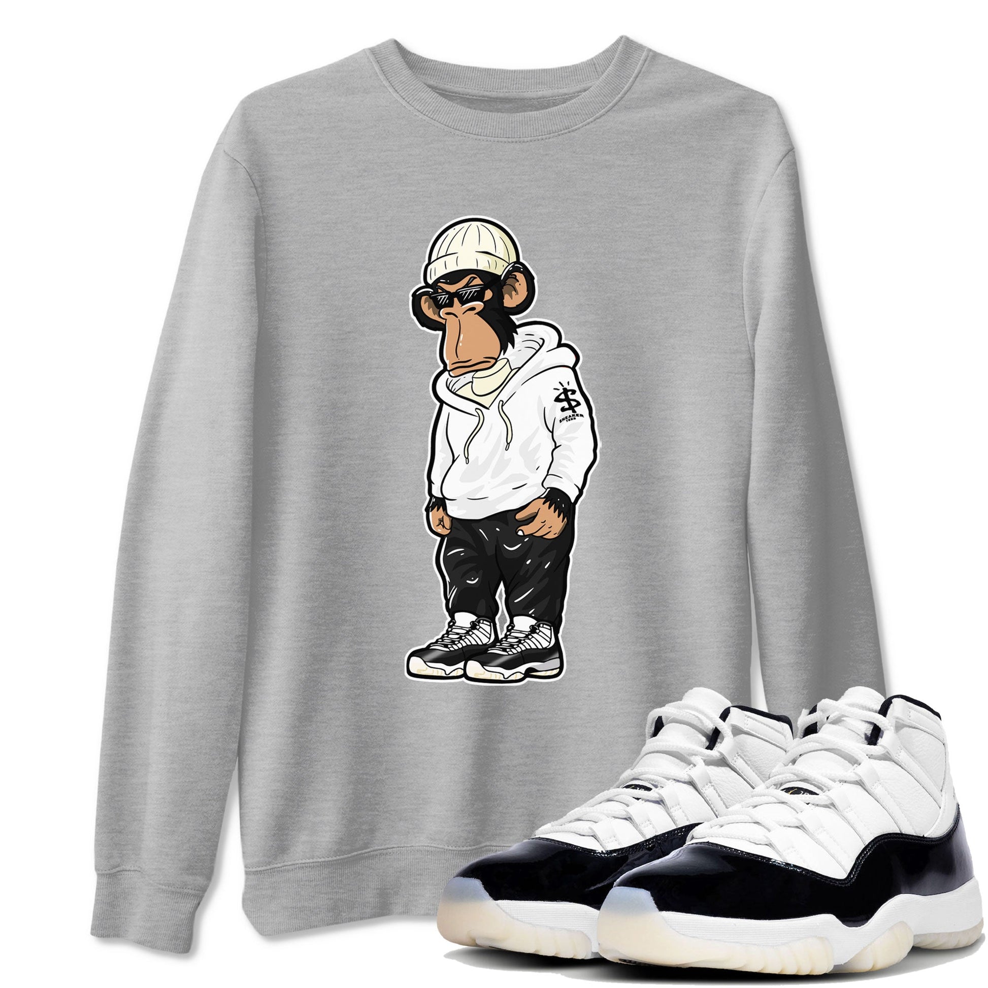 AJ11 Gratitude shirt to match jordans Sneakerhead Monkey sneaker tees 11s Gratitude SNRT Sneaker Release Tees unisex cotton Heather Grey 1 crew neck shirt