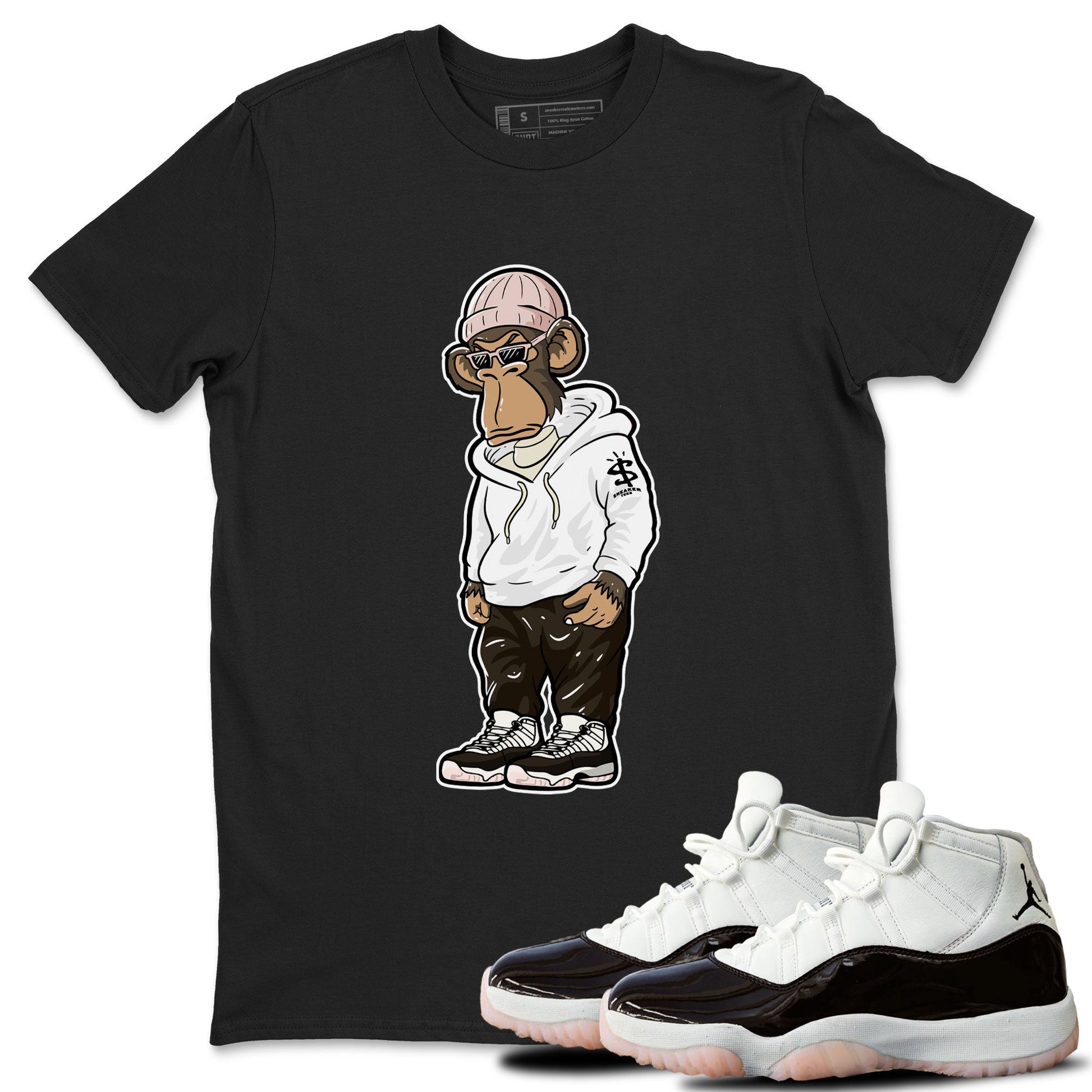11s Neapolitan shirt to match jordans Sneakerhead Monkey sneaker tees Air Jordan 11 Neapolitan SNRT Sneaker Release Tees Unisex Black 1 T-Shirt