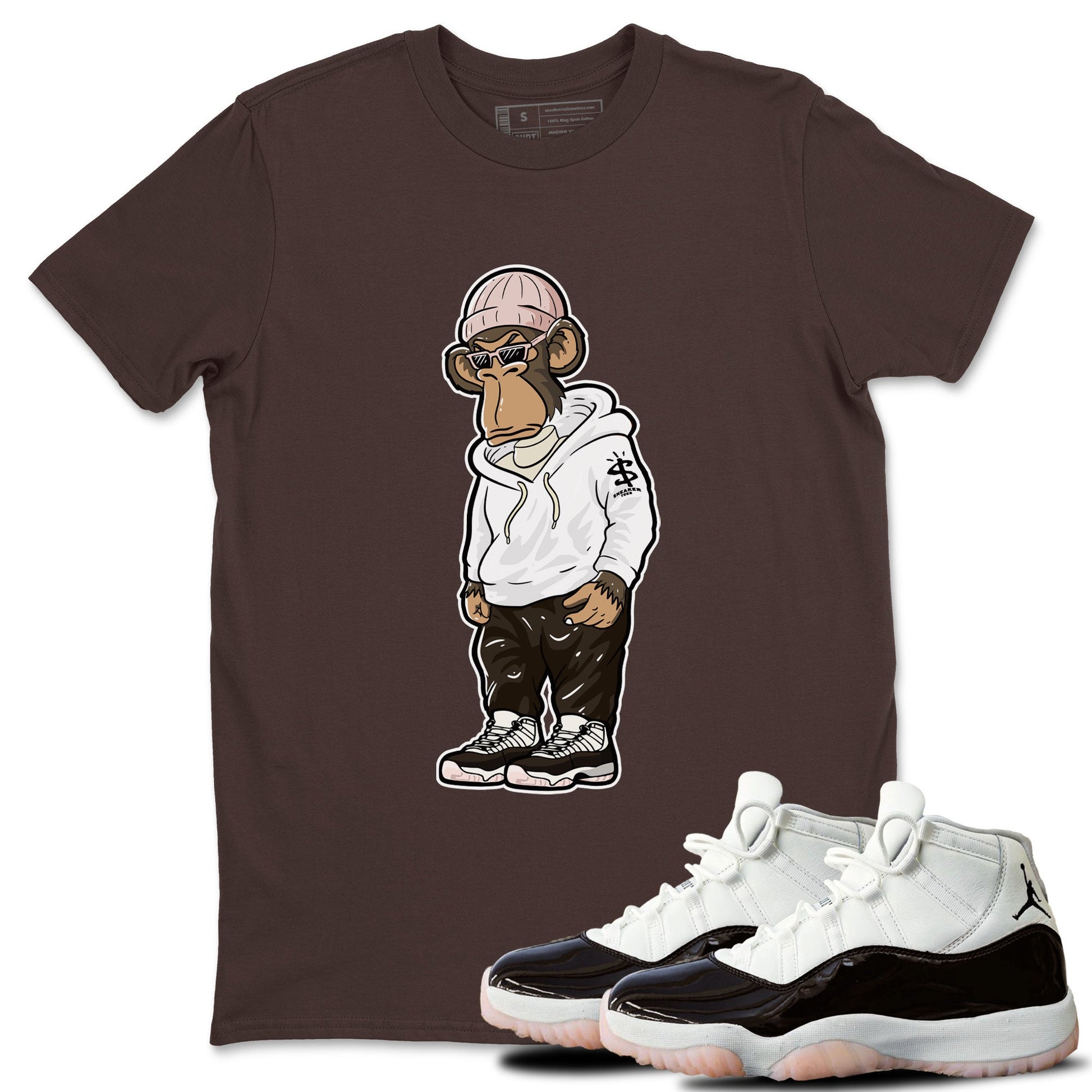 11s Neapolitan shirt to match jordans Sneakerhead Monkey sneaker tees Air Jordan 11 Neapolitan SNRT Sneaker Release Tees Unisex Dark Chocolate 1 T-Shirt
