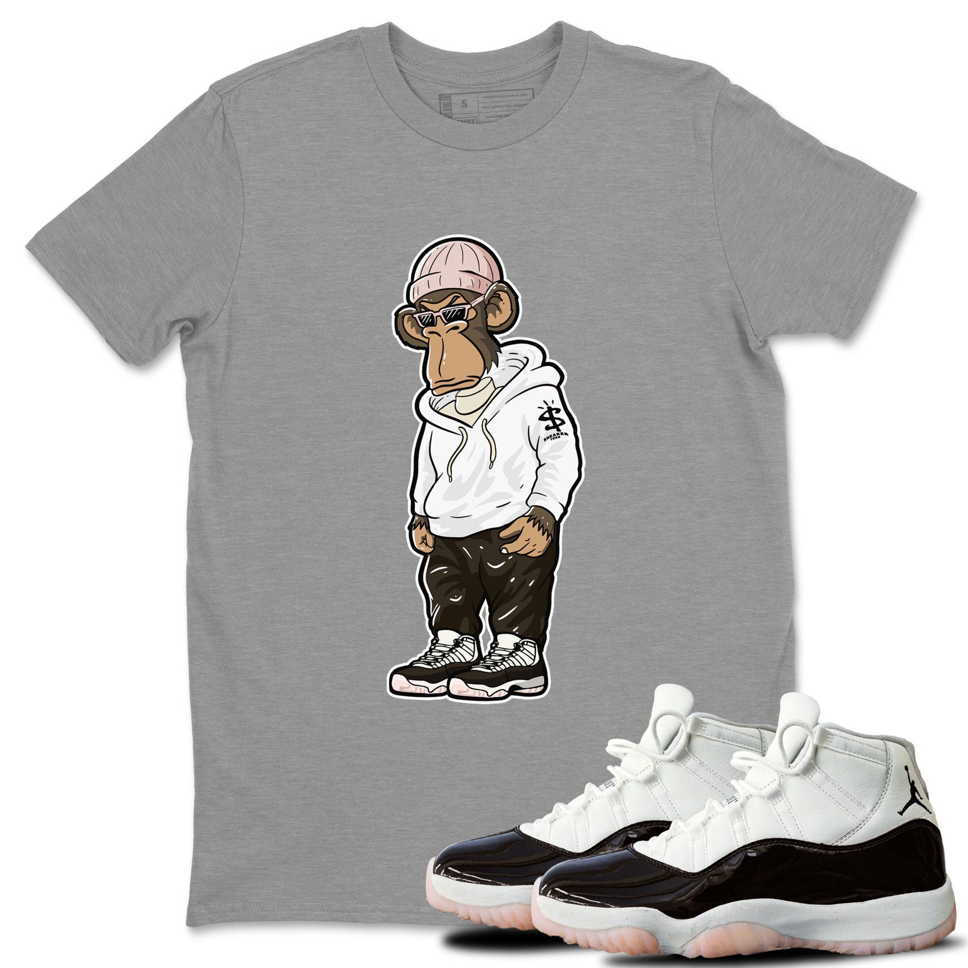 11s Neapolitan shirt to match jordans Sneakerhead Monkey sneaker tees Air Jordan 11 Neapolitan SNRT Sneaker Release Tees Unisex Heather Grey 1 T-Shirt