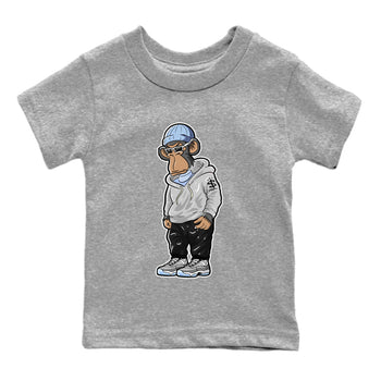 Air Jordan 11 White Cement Sneaker Match Tees Sneakerhead Monkey Sneaker Tees Jordan 11 Retro White Cement Sneaker Release Tees Kids Shirts Heather Grey 2