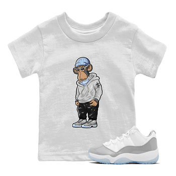 Air Jordan 11 White Cement Sneaker Match Tees Sneakerhead Monkey Sneaker Tees Jordan 11 Retro White Cement Sneaker Release Tees Kids Shirts White 1