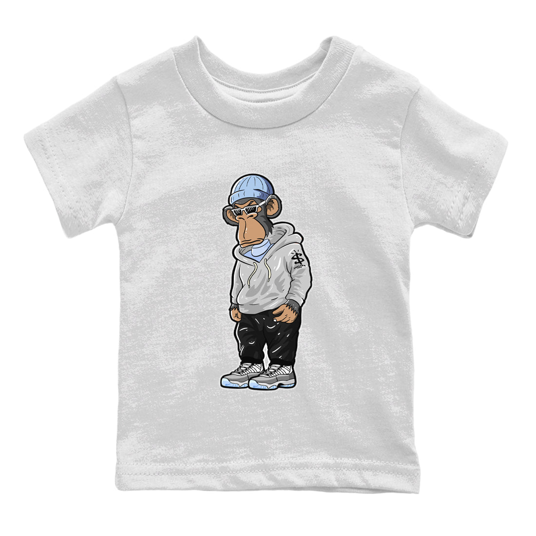 Air Jordan 11 White Cement Sneaker Match Tees Sneakerhead Monkey Sneaker Tees Jordan 11 Retro White Cement Sneaker Release Tees Kids Shirts White 2