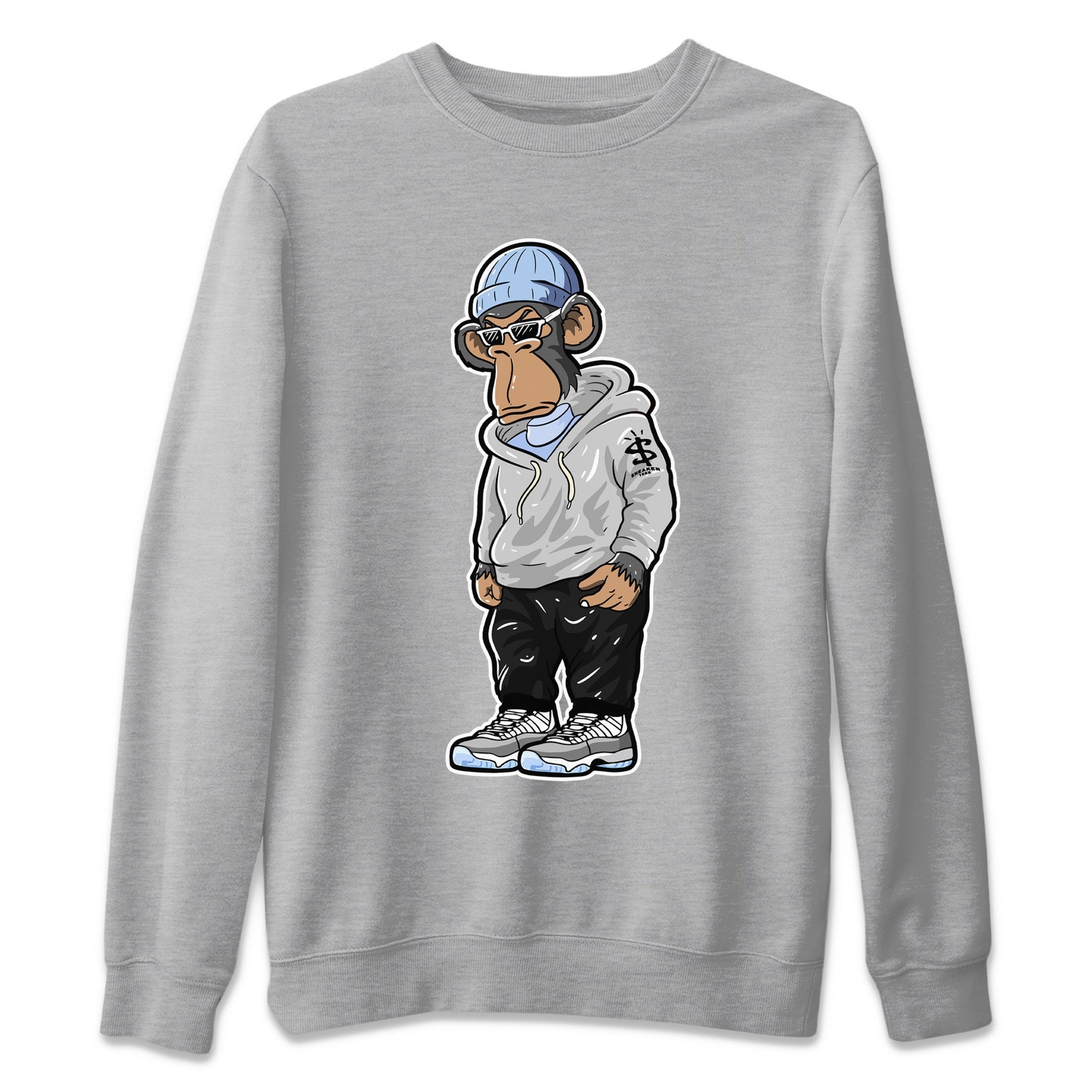 Air Jordan 11 White Cement Sneaker Match Tees Sneakerhead Monkey Sneaker Tees Jordan 11 Retro White Cement Sneaker Release Tees Unisex Shirts Heather Grey 2