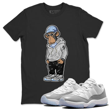 Air Jordan 11 White Cement Sneaker Match Tees Sneakerhead Monkey Sneaker Tees Jordan 11 Retro White Cement Sneaker Release Tees Unisex Shirts Black 1