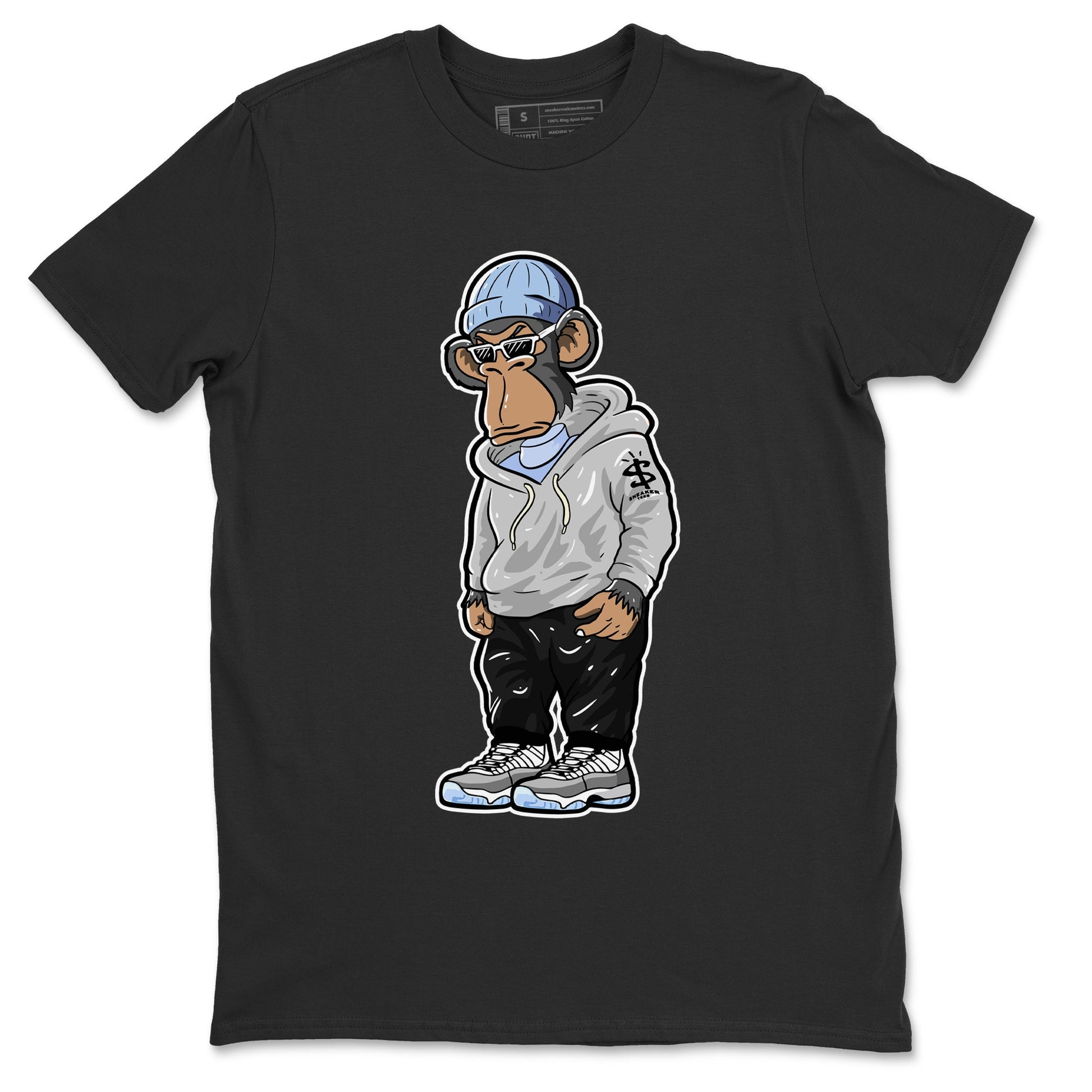 Air Jordan 11 White Cement Sneaker Match Tees Sneakerhead Monkey Sneaker Tees Jordan 11 Retro White Cement Sneaker Release Tees Unisex Shirts Black 2