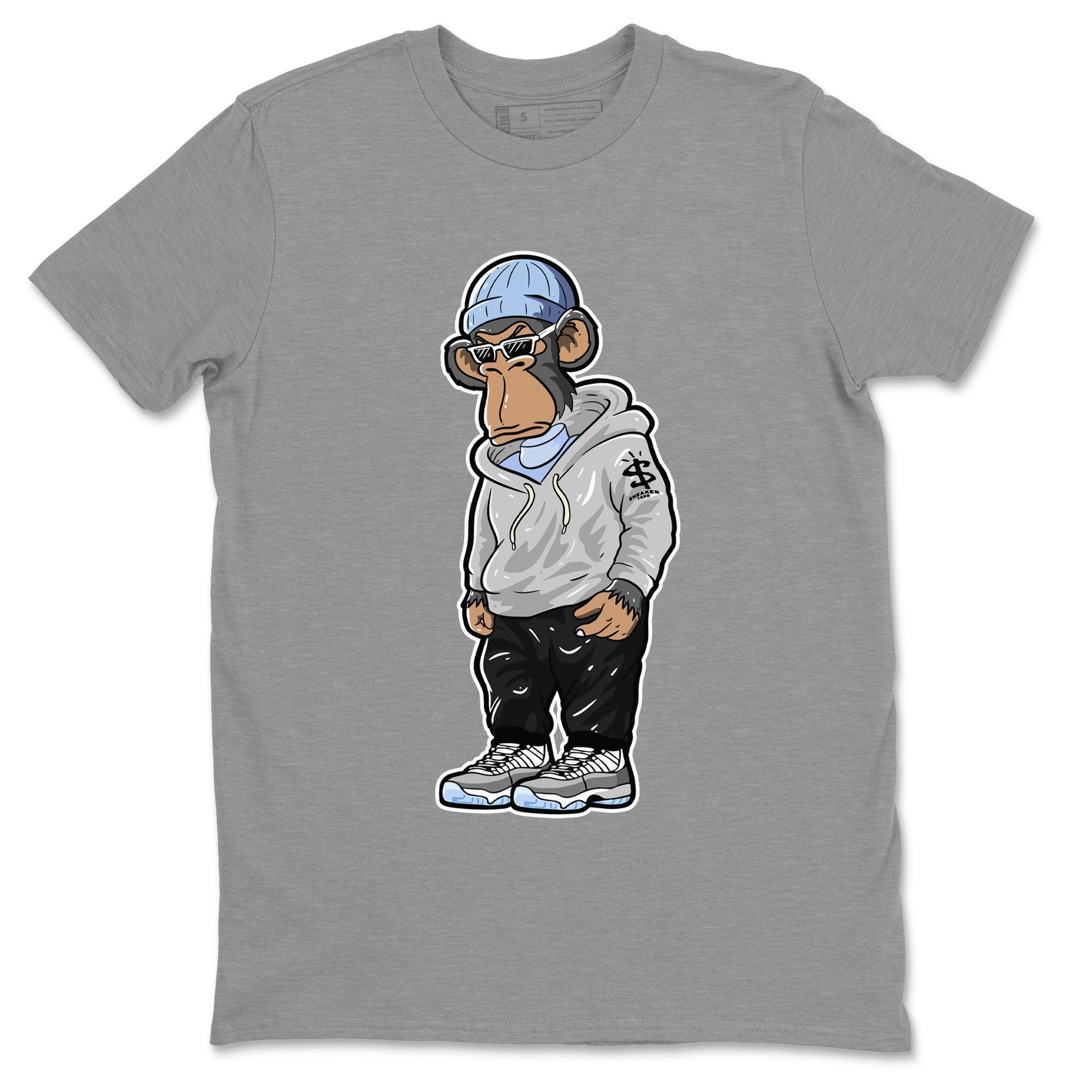 Air Jordan 11 White Cement Sneaker Match Tees Sneakerhead Monkey Sneaker Tees Jordan 11 Retro White Cement Sneaker Release Tees Unisex Shirts Heather Grey 2