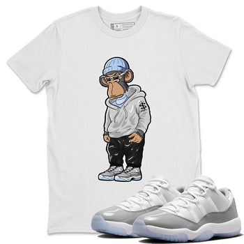 Air Jordan 11 White Cement Sneaker Match Tees Sneakerhead Monkey Sneaker Tees Jordan 11 Retro White Cement Sneaker Release Tees Unisex Shirts White 1