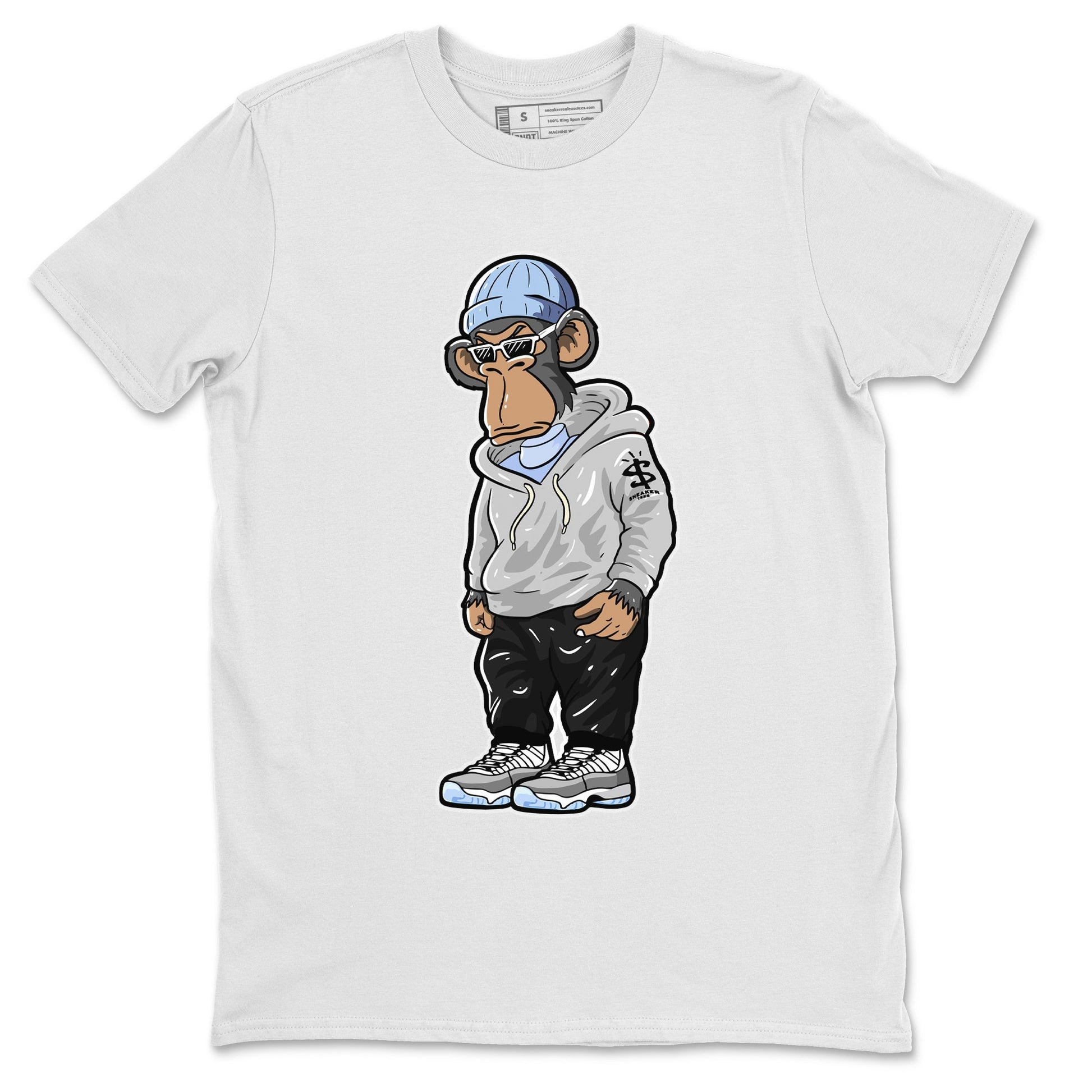 Air Jordan 11 White Cement Sneaker Match Tees Sneakerhead Monkey Sneaker Tees Jordan 11 Retro White Cement Sneaker Release Tees Unisex Shirts White 2