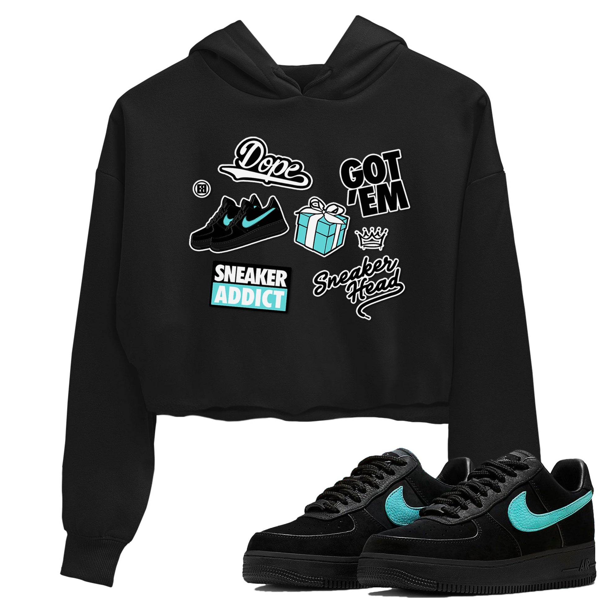 Air Force 1 x Tiffany shirt to match jordans Sneakerhead Sticker sneaker tees Air Force 1 Tiffany SNRT Sneaker Release Tees Black 1 crop length shirt