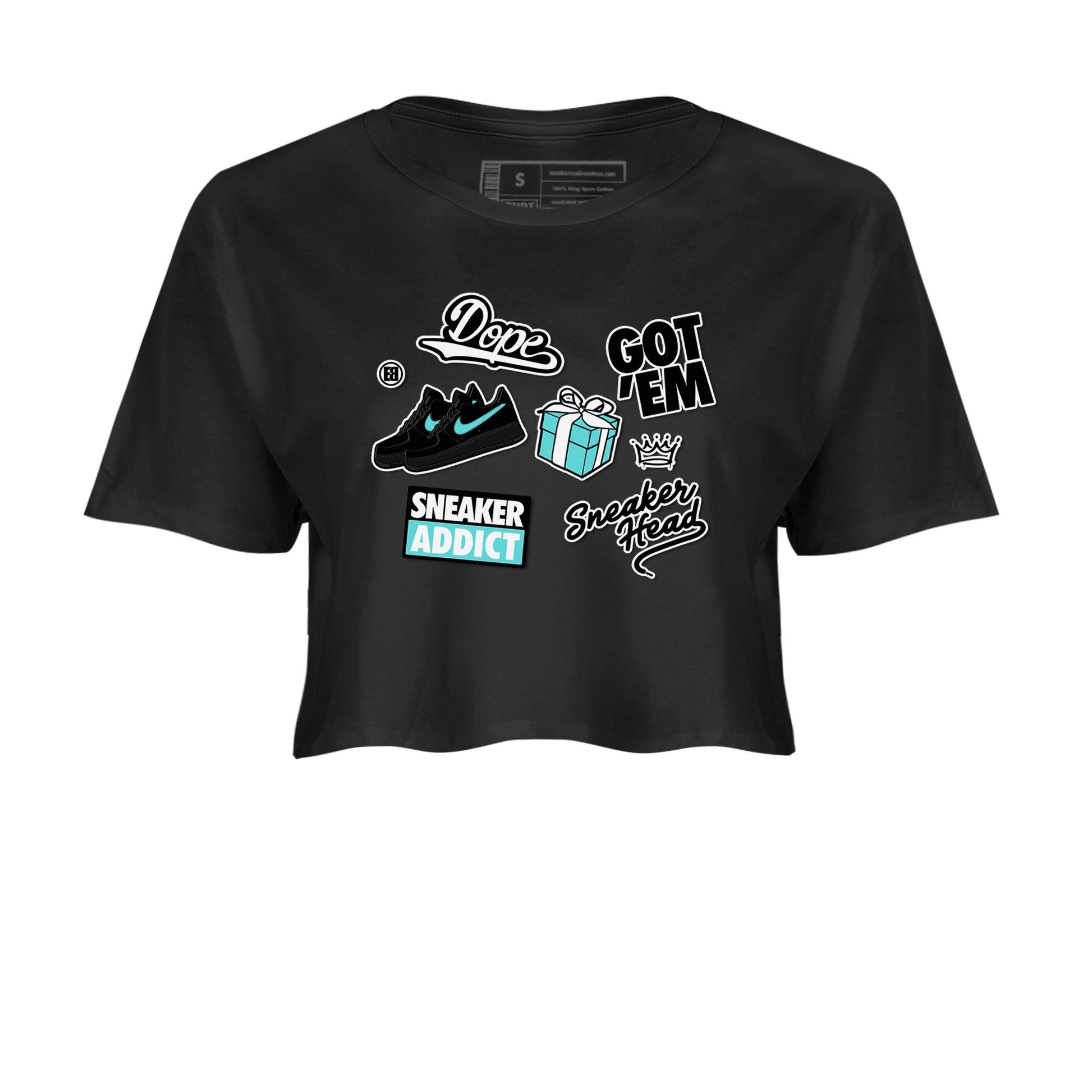 Air Force 1 x Tiffany shirt to match jordans Sneakerhead Sticker sneaker tees Air Force 1 Tiffany SNRT Sneaker Release Tees Black 2 crop length shirt