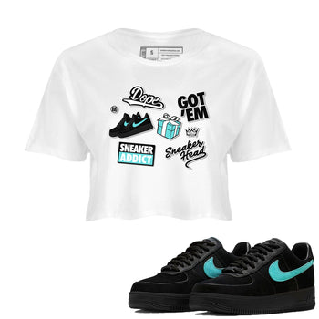 Air Force 1 x Tiffany shirt to match jordans Sneakerhead Sticker sneaker tees Air Force 1 Tiffany SNRT Sneaker Release Tees White 1 crop length shirt
