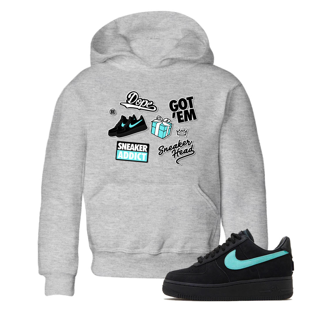 Air Force 1 x Tiffany shirt to match jordans Sneakerhead Sticker sneaker tees Air Force 1 Tiffany SNRT sneaker release tees baby toddler Heather Grey 1 cotton Shirt
