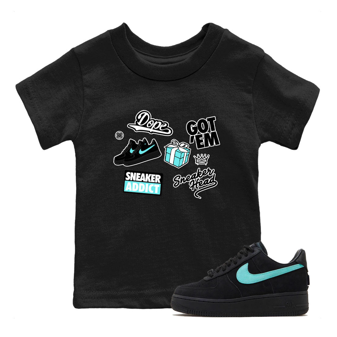 Air Force 1 x Tiffany shirt to match jordans Sneakerhead Sticker sneaker tees Air Force 1 Tiffany SNRT sneaker release tees baby toddler Black 1 cotton Shirt