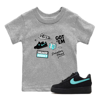 Air Force 1 x Tiffany shirt to match jordans Sneakerhead Sticker sneaker tees Air Force 1 Tiffany SNRT sneaker release tees baby toddler Heather Grey 1 cotton Shirt