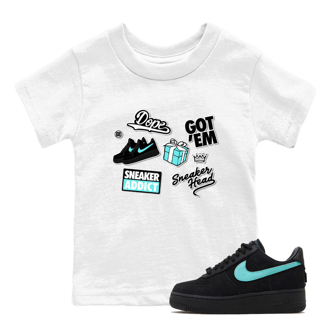 Air Force 1 x Tiffany shirt to match jordans Sneakerhead Sticker sneaker tees Air Force 1 Tiffany SNRT sneaker release tees baby toddler White 1 cotton Shirt